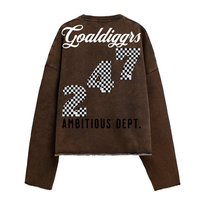 BROWN PROPERTY CROPPED SWEATSHIRT