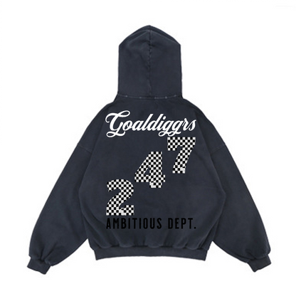 GRAY PROPERTY REVERSE POCKET DISTRESSED HOODIE